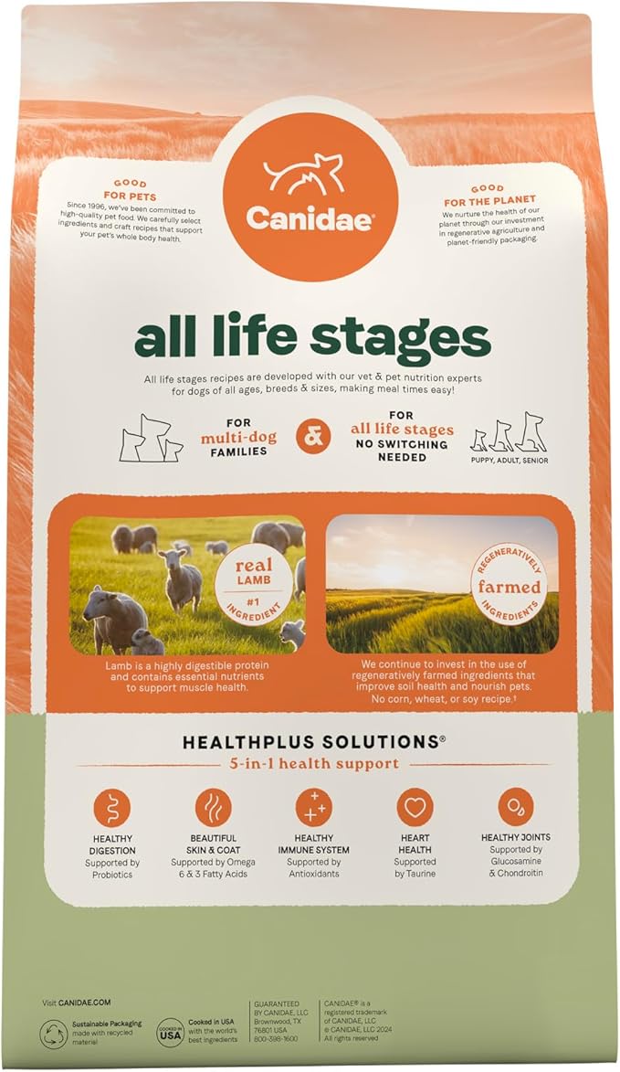 Canidae All Life Stages Real Lamb & Ancient Grains Recipe – High Protein Premium Dry Dog Food for All Ages, Breeds, and Sizes– 5 lbs. - PAWPICO