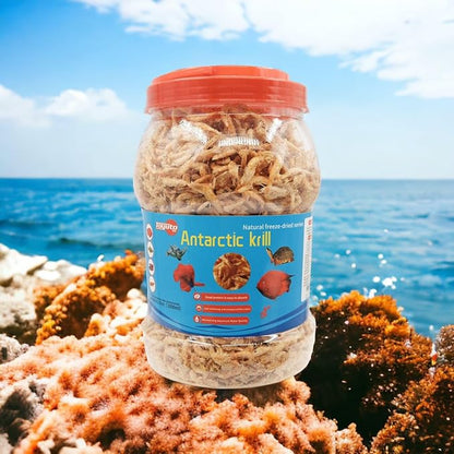 Premium Freeze-Dried Krill & Shrimp Mix - Ideal for Arowana, Koi, Tropical Cichlids, and Turtles - High-Protein Floating Aquarium Food (3000ml) toyuto