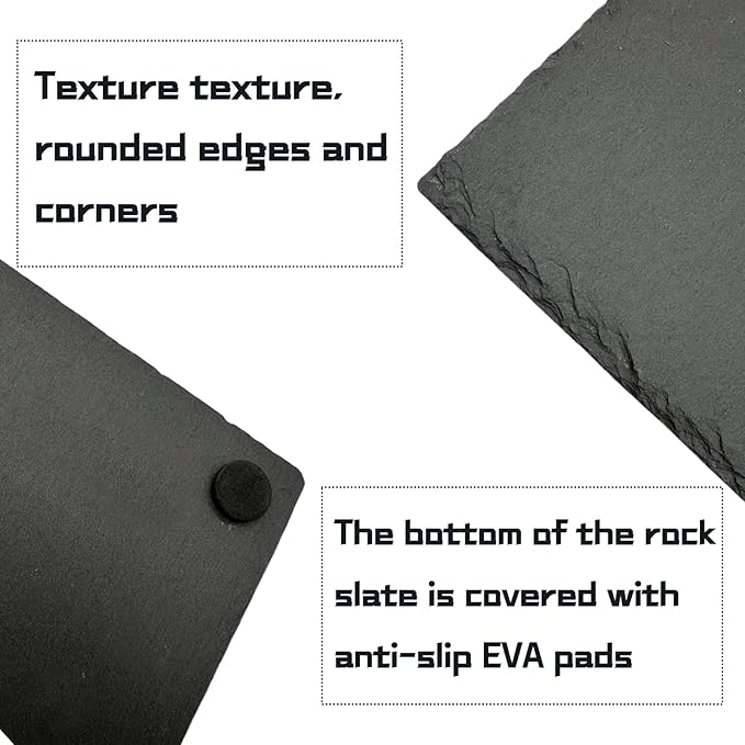 Reptile Basking Platform 2Pcs 6.0''x6.0'' Turtle Rock Plate Slate Feeding Platform Food Dish Bowl Bathing Rock Rest Terrace for Chameleon Lizard Bearded Dragon Gecko Snake Frog Newt (6.0''/15CM) Tfwadmx