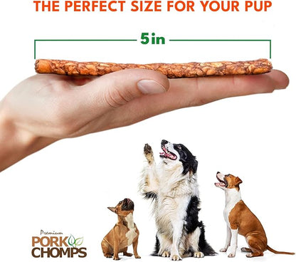 Pork Chomps Dog Chews, 5-inch Munchy Sticks, Assorted Flavors, 100 Count - PAWPICO