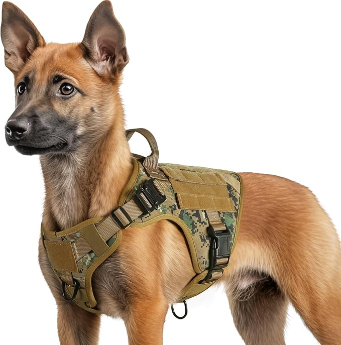rabbitgoo Tactical Dog Harness for Small, Heavy Duty Pet Harness with Handle, No-Pull Service Vest Small Breed, Adjustable Military Dog Vest for Training Hunting Walking, Brown Camo, S rabbitgoo