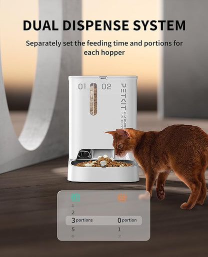 PETKIT Automatic Cat Feeder with Camera,1080P HD Video with Night Vision,Double Hopper Pet Feeder for Cats and Dogs with 2-Way Audio,Smart App Control Cat Food Dispenser,2.4G WiFi/Anti-Stick Bowl - PAWPICO