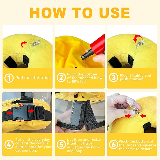 Dog Cone Collar, Inflatable Dog Cone After Surgery for Small Medium Large Dogs, Soft Dog Cone of Alternative with Enhanced Anti-Licking Guard Shield for Pets (Yellow, M (Neck: 9"-12")) RoyalClaws