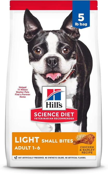 Hill's Science Diet - Light Small Bites Lower Calories, Chicken Meal & Barley Dry Dog Food, 5 LB Bag - PAWPICO