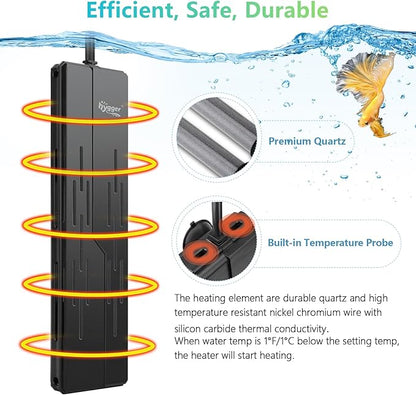 hygger Aquarium Heater 800W,Submersible Fish Tank Heater with Double Quartz Tubes,Digital LED Controller,Overheating & Auto Shut off Protection,Heater for Fish Tank 80-220Gallon Saltwater & Freshwater hygger