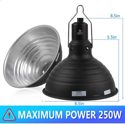 8.5 Inch Reptile Light Fixture Dome Heat Lamp Fixture UVB Heat Basking Lamp Fixture for Amphibian Reptile Terrariums，E26 Base REPTIHOME