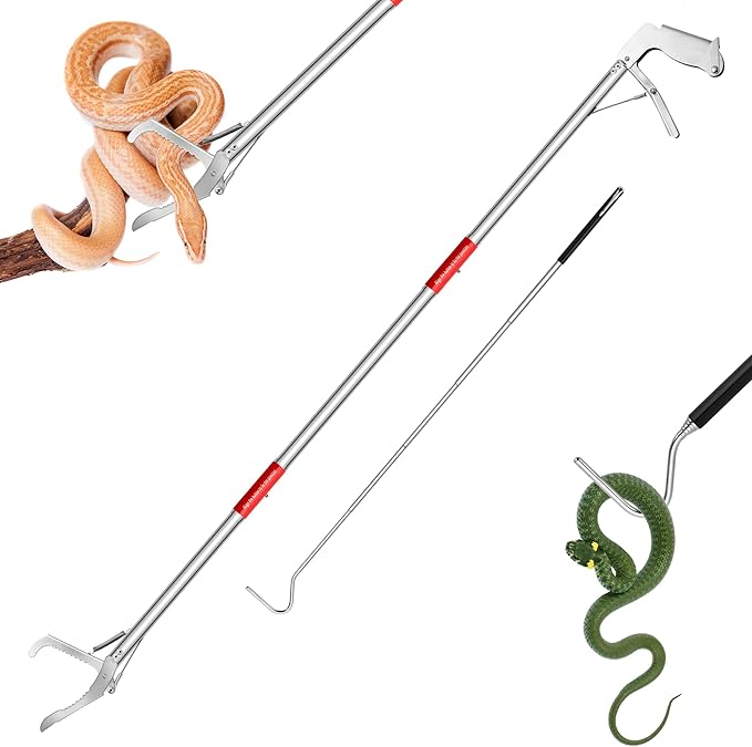50in Snake Clamp 26in Retractable Snakes Hook,Foldable Locking Animal Handling Tool Northspoor