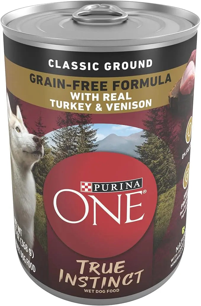 Purina ONE Wet Dog Food True Instinct Classic Ground Grain-Free Formula With Real Turkey And Venison High Protein Wet Dog Food - (Pack of 12) 13 oz. Cans - PAWPICO