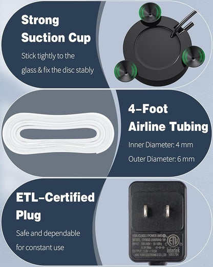 Pawfly Aquarium Air Bubble LED Light Fish Tank Underwater Bubbler Light Aquarium Air Stone Disc with 4 Lighting Modes & 16 Color Changing Effects Multi-Colored Bubbling Light for Fish Tank Decoration Pawfly