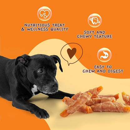 Jungle Calling Dog Treats, Skinless Chicken Wrapped Sweet Potato, Gluten and Grain Free, Chewy Dog Bites for Balanced Nutrition, 6 oz - PAWPICO