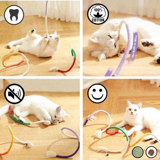 Cat Toys 12PCS Catnip Toy for Indoor Kitten Toys Cat Chew Stick for Dental Cleaning Teeth Cat Silvervine Rope Treat Kitty Feather Snack for for Kick Molar Scratch Self Play Interactive Boredom - PAWPICO