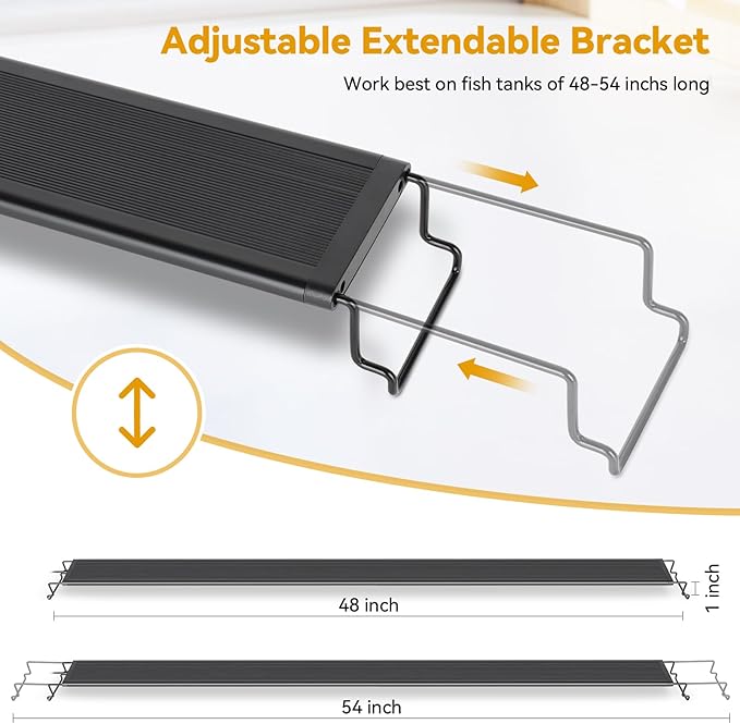 hygger 48W LED Aquarium Light, 48-54 Inch Fish Tank Light with Timer Auto On/Off, Sunrise Sunset Mode, Adjustable Brightness and Colors, Full Spectrum Light with Extendable Brackets for Freshwater hygger