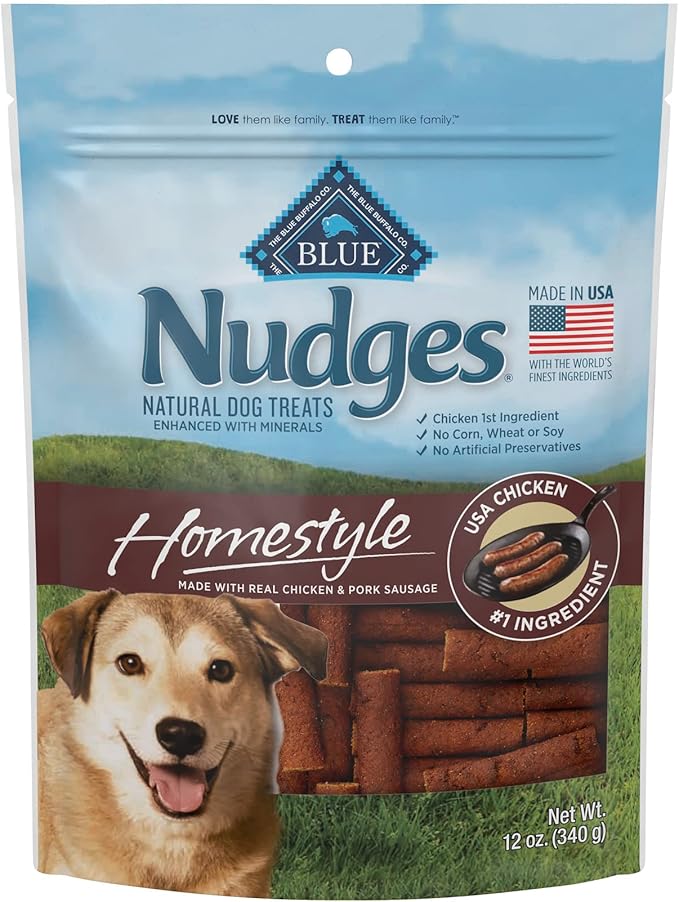 Blue Buffalo Nudges Homestyle Natural Dog Treats, Chicken and Pork, 12oz Bag - PAWPICO