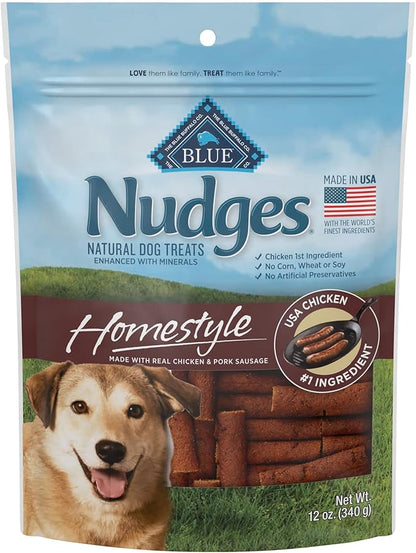 Blue Buffalo Nudges Homestyle Natural Dog Treats, Chicken and Pork, 12oz Bag - PAWPICO