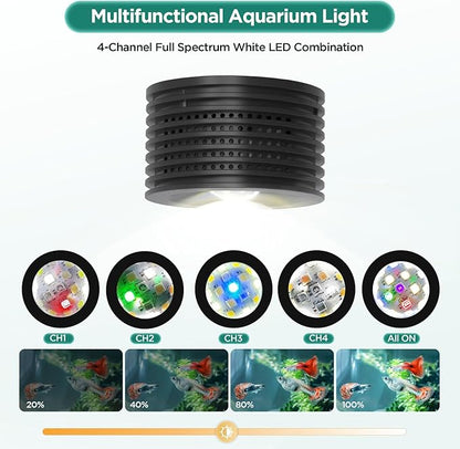 Full Spectrum Aquarium Light, Adjustable Saltwater Freshwater Super Bright Fish Tank Light for Reef, Coral, Planted Nano Aquarium Tank (A-20 Freshwater 16W) Lominie
