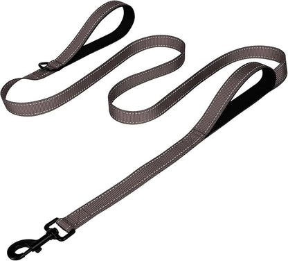 Joytale Dog Leash Heavy Duty for Large Dogs That Pull, Double Handle for Traffic Control, Double-Sided Reflective Leashes for Large Medium Dogs Night Safety, 6FT, Brown Joytale