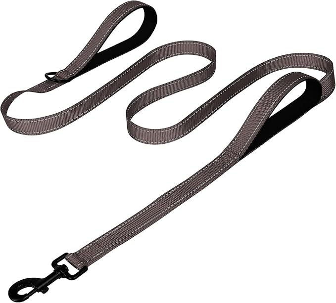 Joytale Dog Leash Heavy Duty for Large Dogs That Pull, Double Handle for Traffic Control, Double-Sided Reflective Leashes for Large Medium Dogs Night Safety, 4FT, Brown Joytale