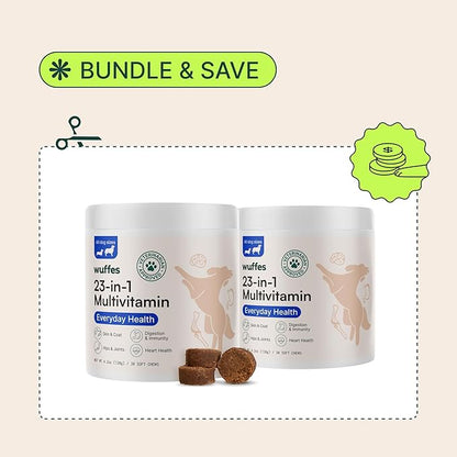 Wuffes 23-in-1 Chewable Dog Multivitamin&Supplements Bundle - Dog Multivitamin for Small&Large Breed - 2 Pack - 60 Count Wuffes
