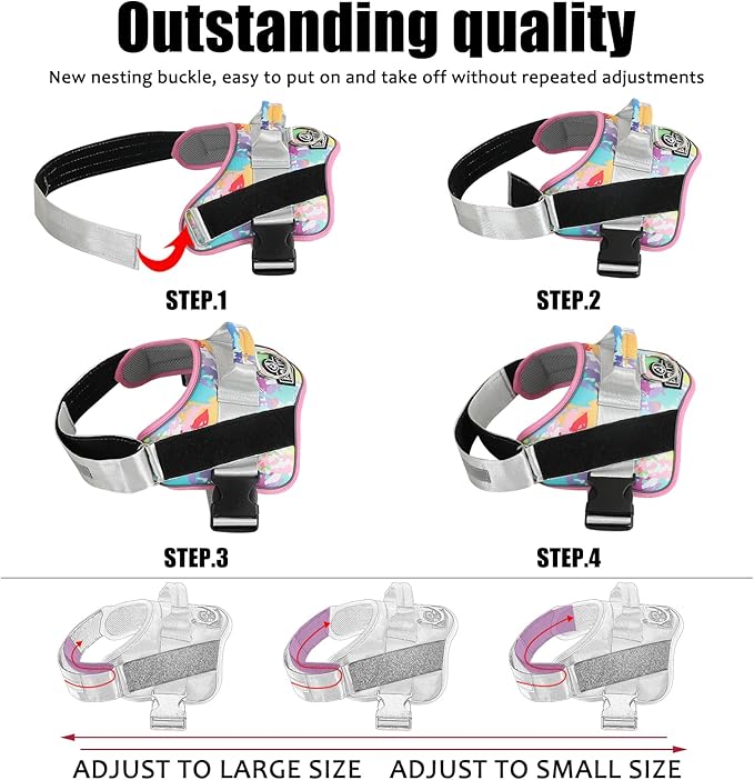 Bolux Dog Harness, No-Pull Reflective Dog Vest, Breathable Adjustable Pet Harness with Handle for Outdoor Walking - No More Pulling, Tugging or Choking (Large (Pack of 1), OilPainting) Bolux