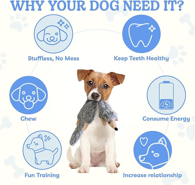 SHARLOVY Dog Squeaky Toys No Stuffing 2 Pack Dog Toys for Small Dog Toys Crinkle Dog Toys Durable Dog Chew Toys Plush Cute Animals Puppy Toys for Teething Pet Toys - PAWPICO