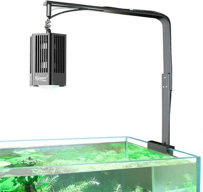 hygger 60W Planted Aquarium Light Full Spectrum RGB COB LED Clip On Fish Tank Grow Light with Mounting Bracket Compatible with Timer Smart Plug for Low-to High Light Aquatic Plants hygger