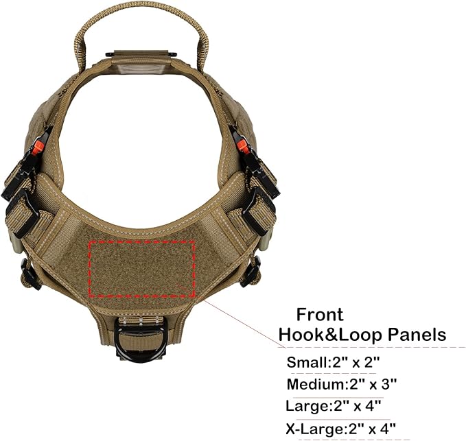 ICEFANG Tactical Dog Harness,Medium Size, 2X Metal Buckle,Working Dog MOLLE Vest with Handle,No Pulling Front Leash Clip,Hook and Loop Panel - PAWPICO
