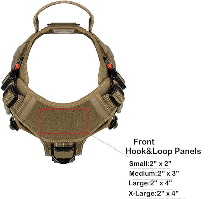 ICEFANG Tactical Dog Harness,Medium Size, 2X Metal Buckle,Working Dog MOLLE Vest with Handle,No Pulling Front Leash Clip,Hook and Loop Panel - PAWPICO