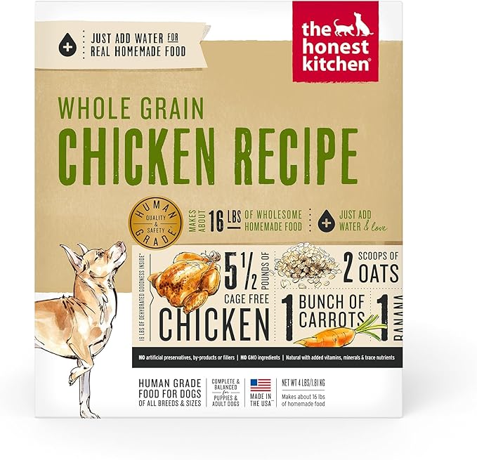 The Honest Kitchen Dehydrated Whole Grain Chicken Dog Food, 4 lb Box - PAWPICO