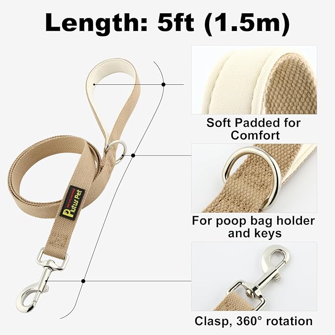 Plutus Pet Cotton Dog Harness and Leash Set, Reflective and Soft Padded, Quick Fit Vest Harness, for Small, Medium and Large Dogs, Beige, XXS PLUTUSPET