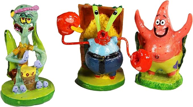 Penn-Plax Officially Licensed Spongebob 6 Piece Mini Aquarium Ornament Set – Great for Saltwater and Freshwater Tanks Penn-Plax