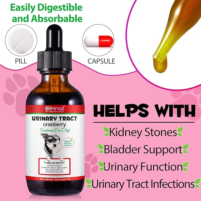 Urinary Tract for Dogs, Natural Dog Urinary Tract Infection Treatment Drops - Supports Bladder, Kidney Stone, Dog UTI, Pet Supplement Renal Health Care Drops, Bacon Flavor - 60ml / 2.02oz PAWPICO
