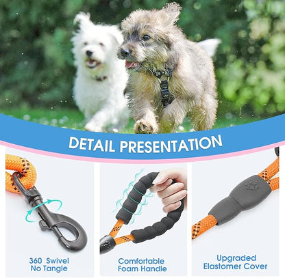 BAAPET 2/4/5/6 FT Dog Leash with Comfortable Padded Handle and Highly Reflective Threads for Small Medium and Large Dogs (5FT-1/3'', Orange) BAAPET