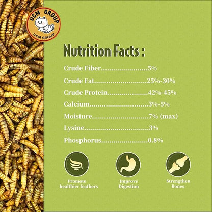UCM Group 10LB Dried Black Soldier Fly Larvae for Chicken, Poultry, Wild Birds,100% Natural Non-GMO, No Additives, Treat, More Calcium Chicken Treats Than Mealworms UCMGroupUCMGroup