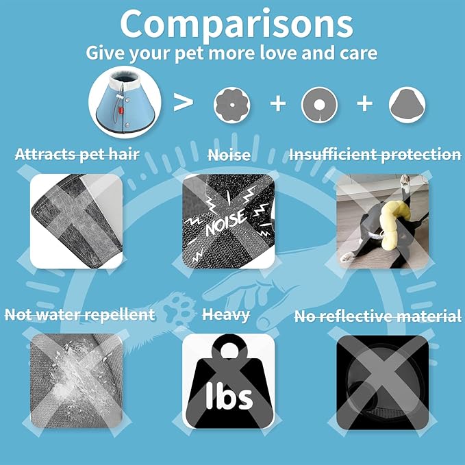 Agape Soft Cone for Cats & Small Dogs, Comfy Pet Cone to Stop Licking, Adjustable Cat E Collar Alternative After Surgery, Protective Elizabethan Collar for Pup & Kitty, Water Repellent Recovery Cone Agape