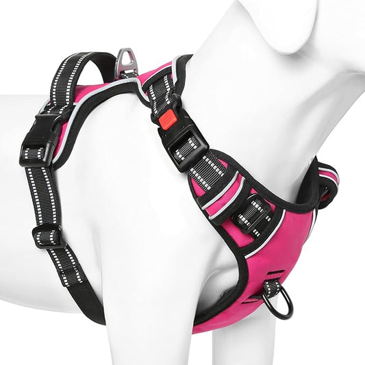 Timos No Pull Dog Harness, No Choke Front Lead Dog Reflective Harness, Adjustable Soft Padded Pet Vest with Easy Control Handle for Small Medium Large Dogs Timos