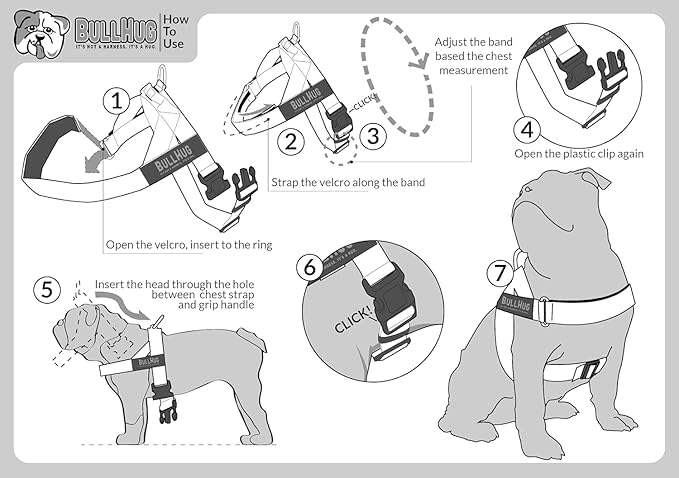 BULLHUG Harness – Made for Larger Chested Dogs Like English Bulldogs, French Bulldogs, Pugs & More. Stops Dogs from Pulling & Choking on Walks (Silver, XL) BULLHUG