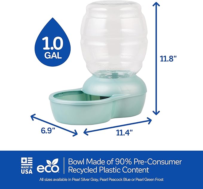 Petmate Replendish Automatic Gravity Waterer for Cats and Dogs, BPA-Free, No Batteries Required, Includes Charcoal Filter, 1 Gallon, Made in USA - PAWPICO