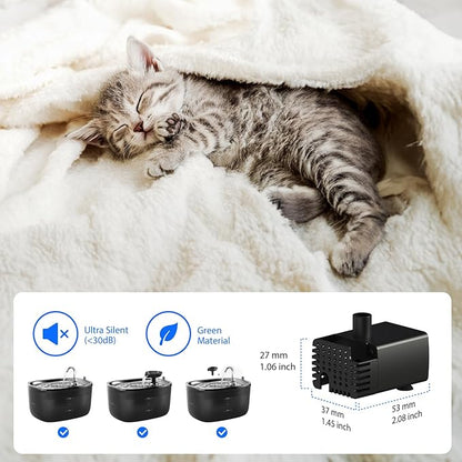Stouchi Pet Fountain Pump, Cat Fountain Pump Replacement, Suitable for WDQ1 - PAWPICO