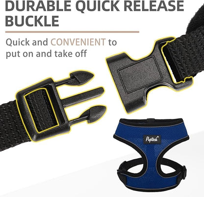 PUPTECK Soft Mesh Dog Harness and Leash Set Pet Puppy Cat Comfort Padded Vest No Pull Harnesses, Solid NavyBlue, S PUPTECK