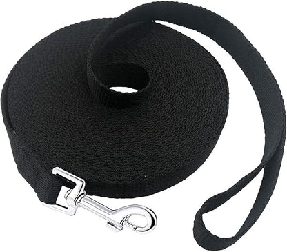 15ft 20ft 30ft 40ft 50ft Long Dog/Puppy Lead Obedience Recall Training Dog Leashes for Small Medium Dogs Camping, Training, Play, or Backyard (15 FT, Black) PETGOGO