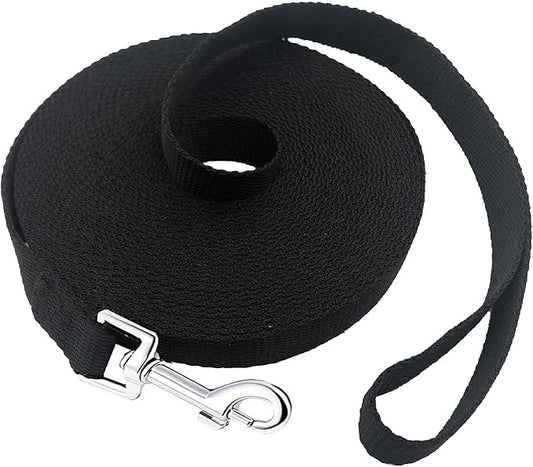 15ft 20ft 30ft 40ft 50ft Long Dog/Puppy Lead Obedience Recall Training Dog Leashes for Small Medium Dogs Camping, Training, Play, or Backyard (15 FT, Black) PETGOGO