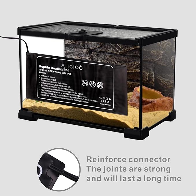 Aiicioo Reptile Heating Pad - 24W Under Tank Heater Terrarium Heating Mat Waterproof for Gecko Turtle Lizard Frog 8" X 18" AIICIOO