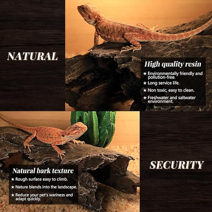 Fish Tank Decorations - Large Aquarium Decorations Air Bubbler Tree Fish House for Betta Hideout Caves Buddha Decor Temple Ruins Arched Betta Fish Accessories Reptile House Shelter Decor (Wood A-M) PTFJZ