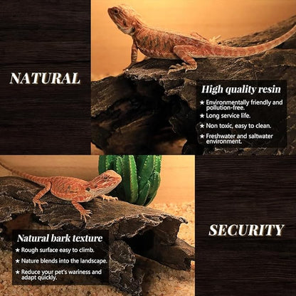 Fish Tank Decorations - Large Aquarium Decorations Air Bubbler Tree Fish House for Betta Hideout Caves Buddha Decor Temple Ruins Arched Betta Fish Accessories Reptile House Shelter Decor (Wood A-L) PTFJZ