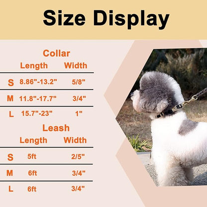 Leather Dog Leash 5ft for Small Dogs,Braided Leather Leash and Dog Collar Set,Strong Dog Training Leash,Soft Comfortable Dog Training Leather Leash and Dog Walking Leash for Small Dogs Brown KILISTEELS