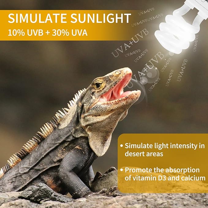 LUCKY HERP Desert UVA UVB Reptile Light Bulb 10.0 13W Compact Fluorescent Lamp LUCKYHERP