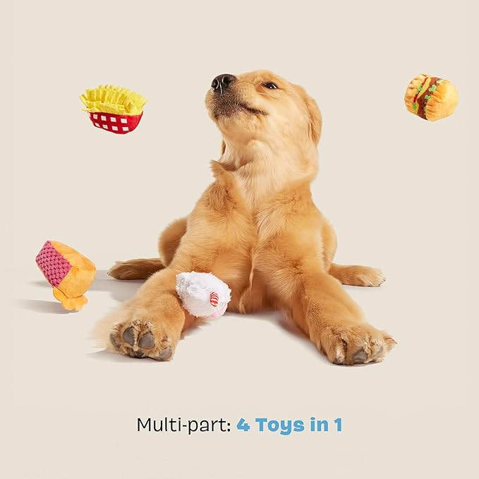 Barkbox Dine & Dash Dog Toy Bundle – Squeaky Dog Toys – Plush Dog Toys – Puppy and Pet Toys for Small Dogs - PAWPICO