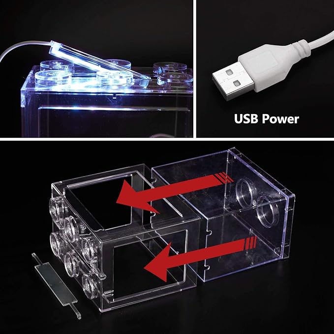 Small Betta Fish Tank, Aquarium Tank Kit with LED Lighting, 0.6 Gallon Stackable Beta Fish Tank Set, Fish Bowl Accessories for Turtle Reptile Shrimp Crab Insects as Decoration Oltraman