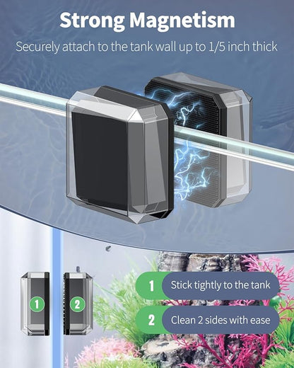 Pawfly Magnetic Aquarium Glass Cleaner 1 Inch Mini Aquarium Magnetic Brush Fish Tank Magnetic Glass Cleaner Small Stain Scrubber Brush Aquarium Cleaning Tool for 1/5 Inch Thick Glass (Non-Floatable) Pawfly