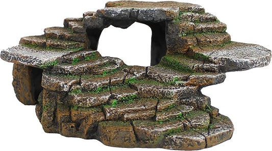 PENN-PLAX Reptology Shale Scape Step Ledge & Cave Hideout – Basking Area - Decorative Resin for Aquariums & Terrariums – Great for Reptiles, Amphibians, and Fish – Medium Penn-Plax